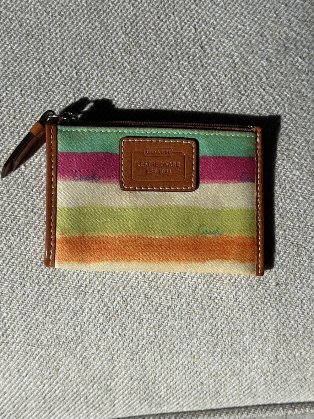 Coach Striped Canvas Card Wallet
